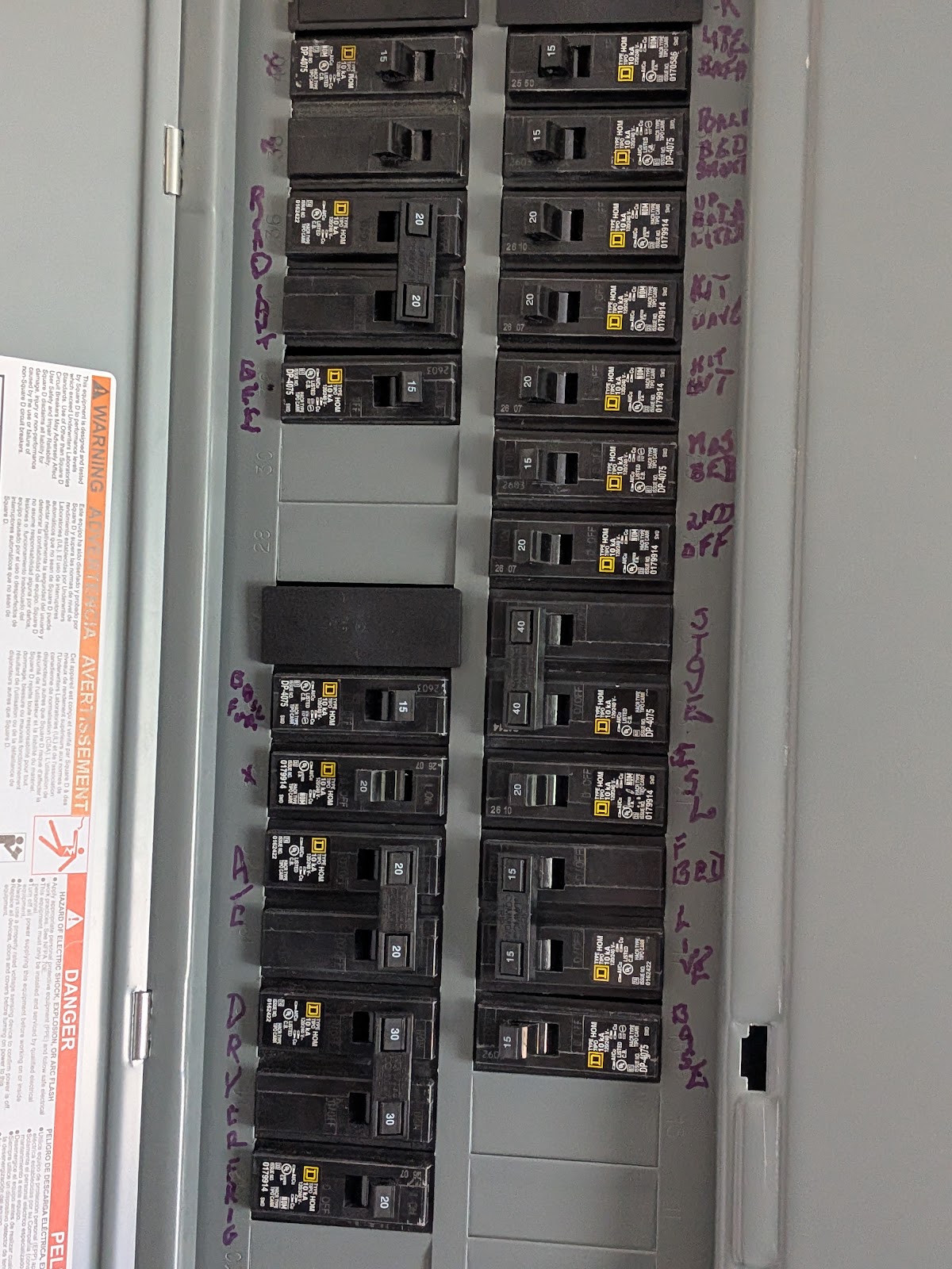 New breaker panel installed and hand labeled by Kelco Electric